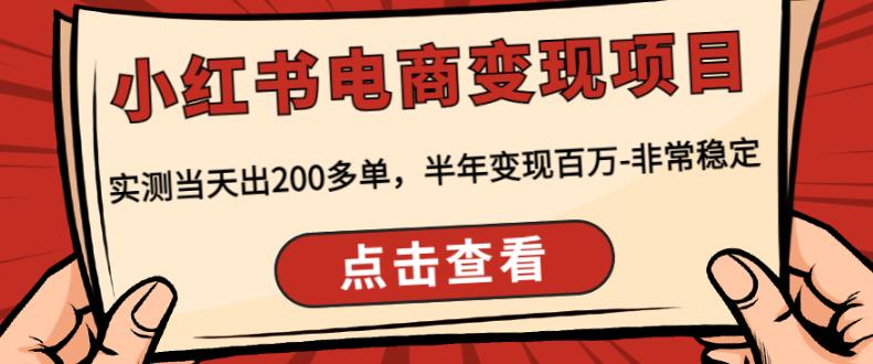 顽石·小红?书电商变现项目,实测当天出200多单,半年变现百万,非常稳定