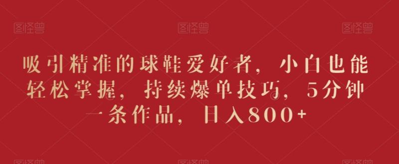吸引精准的球鞋爱好者,小白也能轻松掌握,持续爆单技巧,5分钟一条作品,日入800+【揭秘】