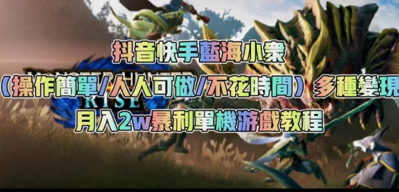 抖音快手蓝海小众(操作简单人人可做不花时间)多种变现月入2w+暴利单机游戏教程