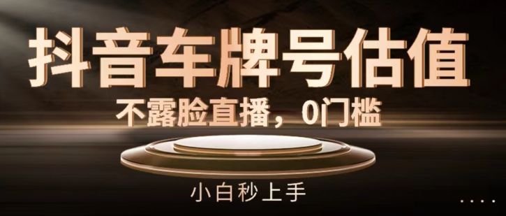抖音车牌号估值,不露脸直播,0门槛,小白秒上手