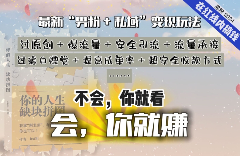 2024,“男粉+私域”还是最耐造、最赚、最轻松、最愉快的变现方式【揭秘】