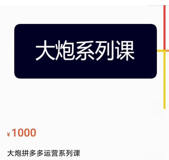 大炮拼多多运营系列课,各类?玩法合集,拼多多运营玩法实操