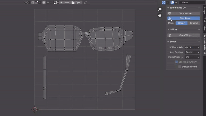 Blender插件Symmetrize Uv Util v1.5.0对称同步编辑UV贴图
