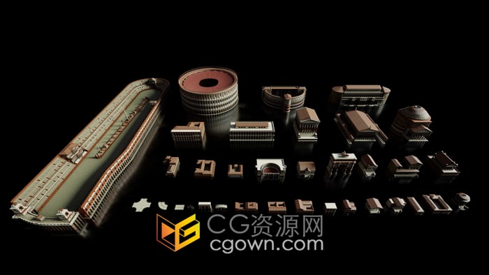 罗马风格建筑3D模型住宅建筑桥梁广场喷泉斗兽场万神殿