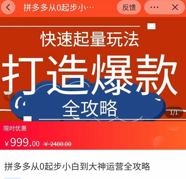 威哥·拼多多从0起步小白到大神运营全攻略,快速起量打造爆款