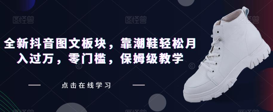 全新抖音图文板块,靠潮鞋轻松月入过万,零门槛,保姆级教学【揭秘】