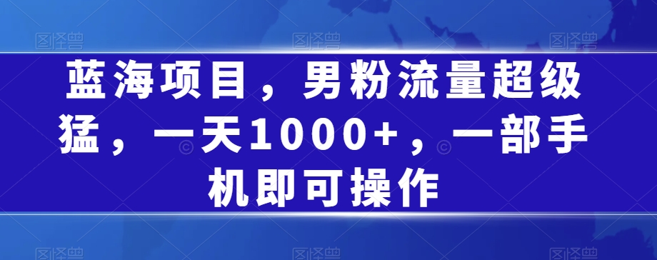 蓝海项目,男粉流量超级猛,一天1000+,一部手机即可操作【揭秘】