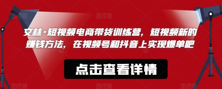 文林·短?频视?电商带?训货?练营,短视频?的新?赚钱方法,在视?号频?和抖音?实上?现爆单吧