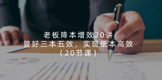 (11238期)老板 降本增效20讲,管好 三本五效,实现低本高效(20节课)