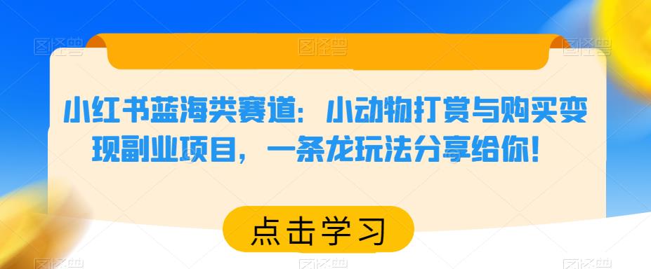 小红书蓝海类赛道:小动物打赏与购买变现副业项目,一条龙玩法分享给你!