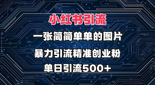 小红书图片打法，利用一张简简单单的图片，暴力引流精准创业粉，单日引流500+