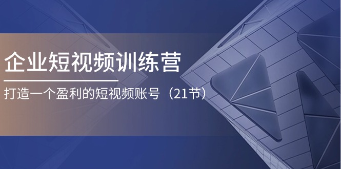 (11278期)企业短视频训练营:打造一个盈利的短视频账号(21节)