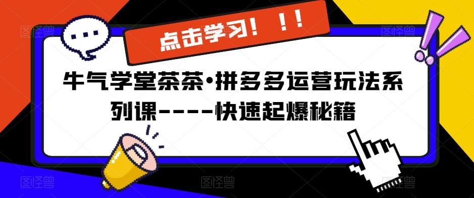 牛气学堂茶茶?拼多多运营玩法系列课—-快速起爆秘籍
