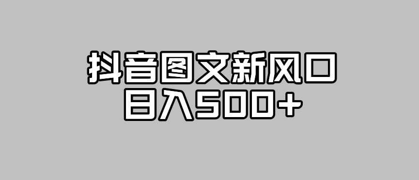 抖音图文最新风口,流量扶持非常高,日入500+【揭秘】