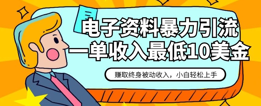 电子资料暴力引流,一单最低10美金,赚取终身被动收入,保姆级教程【揭秘】