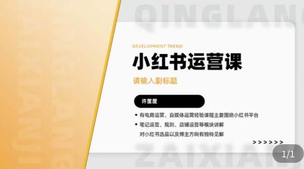 许筐筺·小红书运营课,?笔记运营、规则、店铺运营等模块讲解,学会自己独立运营小红书账号