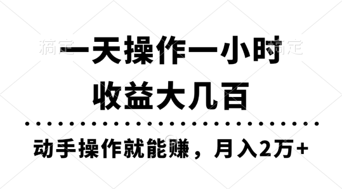 (11263期)一天操作一小时,收益大几百,动手操作就能赚,月入2万+教学