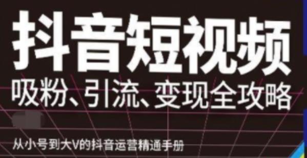 抖音视频号高级实操与理论课程:吸粉、引流、变现全攻略,从小号到大V的抖音运营精通手册