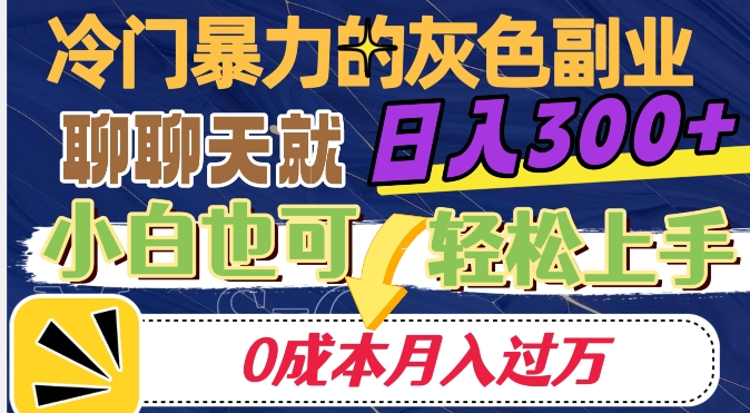 冷门暴利的副业项目,聊聊天就能日入300+,0成本月入过万【揭秘】