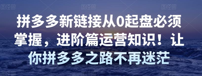 拼多多新链接从0起盘必须掌握,进阶篇运营知识!让你拼多多之路不再迷茫