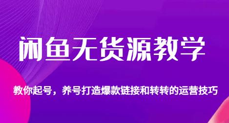 闲鱼无货源教学,教你起号,养号打造爆款链接以及转转的运营技巧