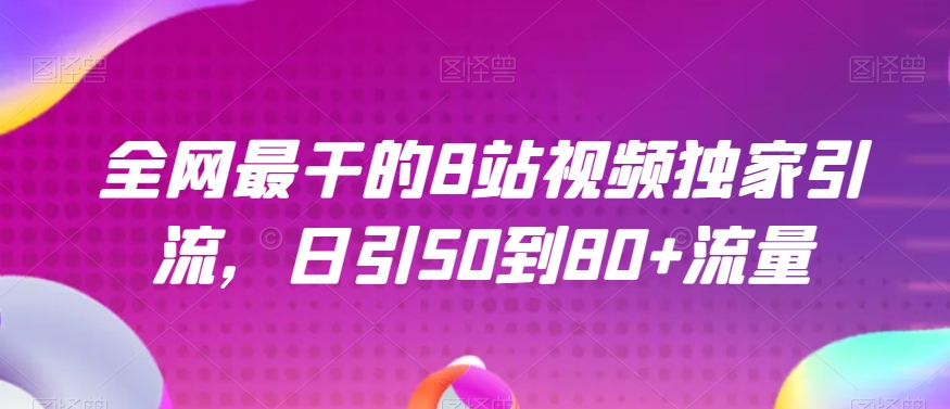 全网最干的B站视频独家引流,日引50到80+流量【揭秘】