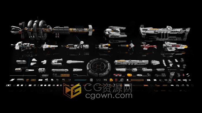 宇宙飞船系列3D模型鳍机翼重力轮发动机推进器助推器天线