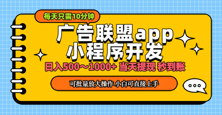 (11645期)小程序开发 广告赚钱 日入500~1000+ 小白轻松上手!