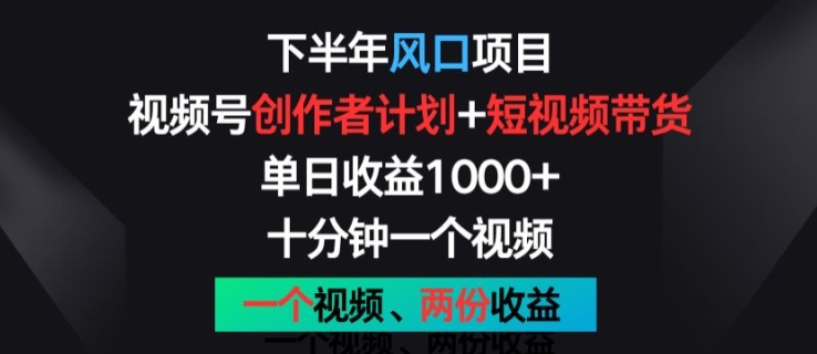下半年风口项目,视频号创作者计划+视频带货,一个视频两份收益,十分钟一个视频