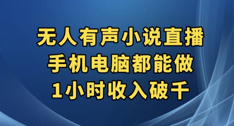 抖音无人有声小说直播,手机电脑都能做,1小时收入破千【揭秘】