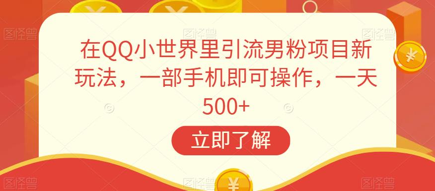 在QQ小世界里引流男粉项目新玩法,一部手机即可操作,一天500+【揭秘】