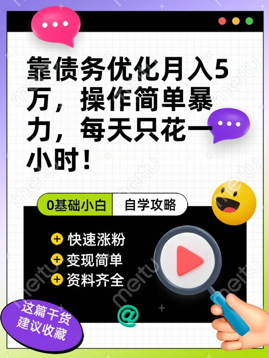靠债务优化月入五万,每天只要花两个小时,多种方式轻松变现【揭秘】