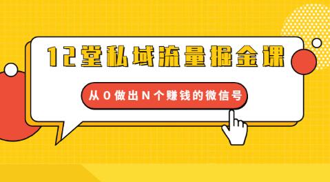 12堂私域流量掘金课:打通私域4大关卡,从0做出N个赚钱的微信号