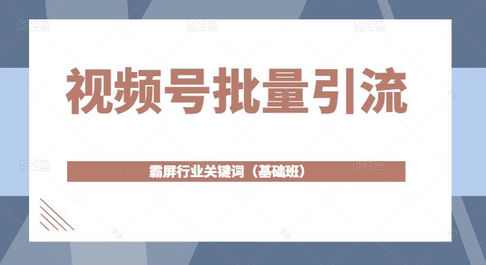 视频号批量引流,霸屏行业关键词(基础班)全面系统讲解视频号玩法