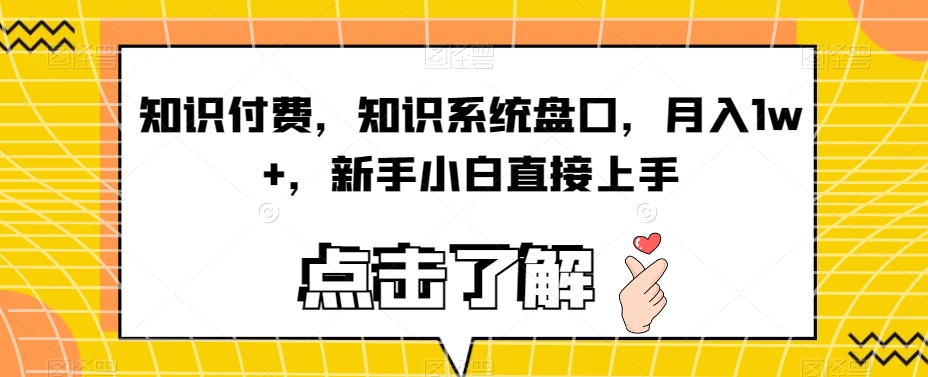 知识付费,知识系统盘口,月入1w+,新手小白直接上手