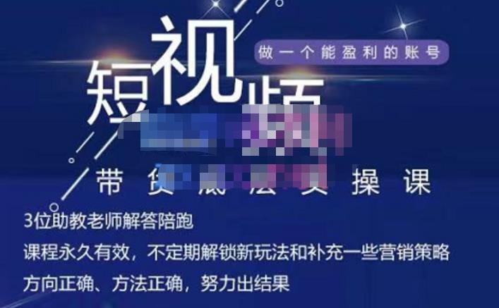 短视频带货底层实操课,教你如何选爆品、了解获短视频流量密码,正确起号