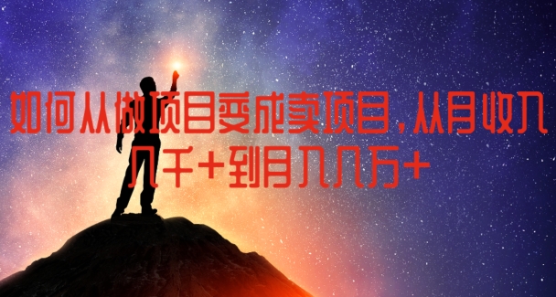 如何从做项目变成卖项目,从月收入几千到月入几万