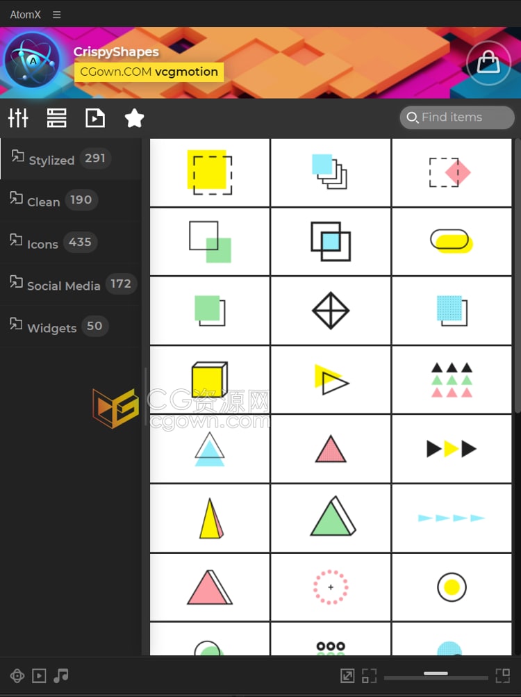 CrispyShapes 1.2 AE脚本预设包1100多个图形元素动画