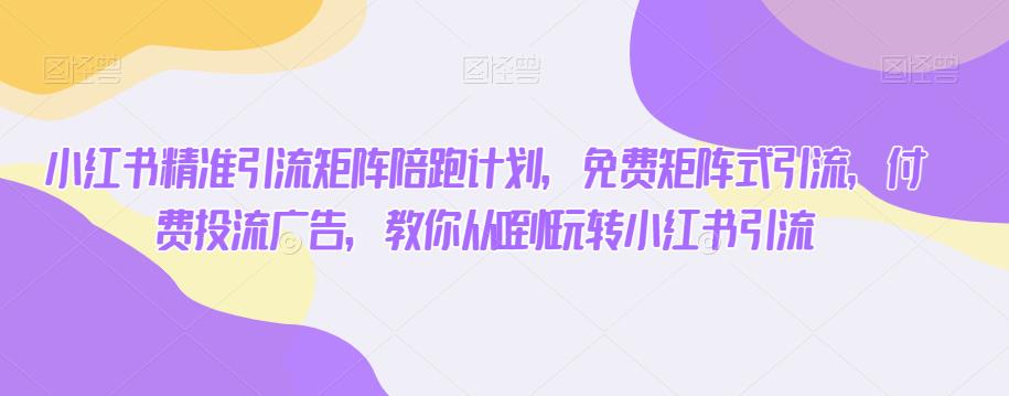 小红书精准引流矩阵陪跑计划,免费矩阵式引流,付费投流广告,教你从0到1玩转小红书引流
