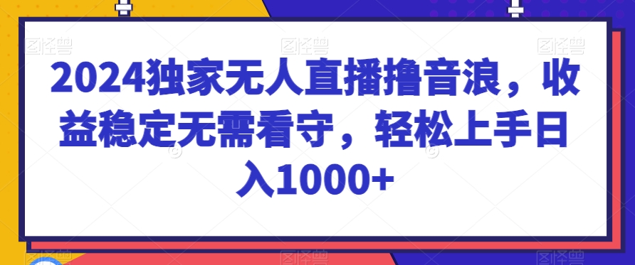 2024独家无人直播撸音浪,收益稳定无需看守,轻松上手日入1000+【揭秘】