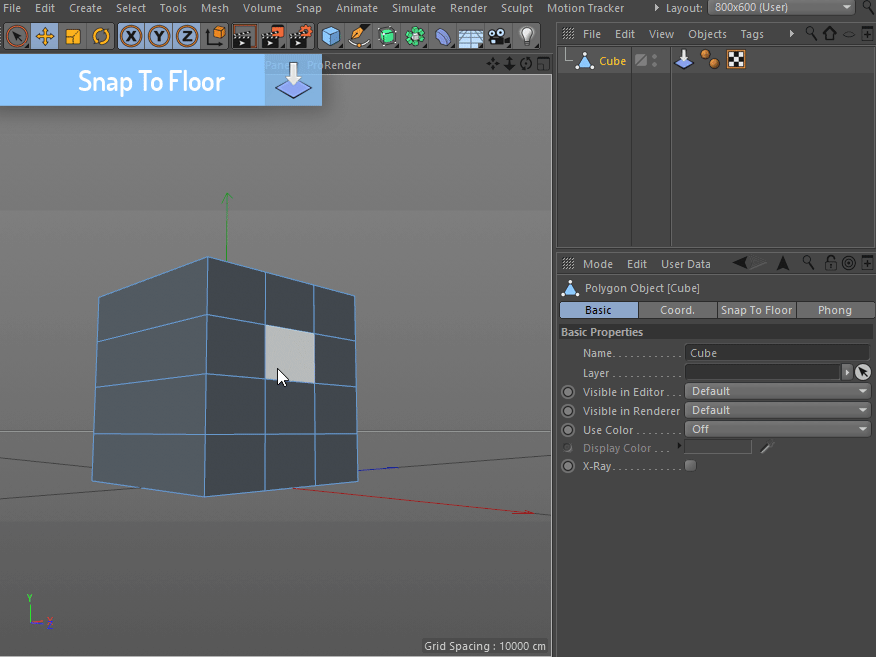 Snap To Floor v1.5 C4D插件地面吸附对齐工具
