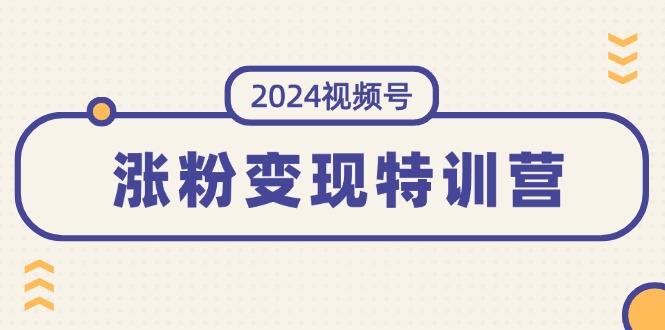 (11779期)2024视频号-涨粉变现特训营:一站式打造稳定视频号涨粉变现模式(10节)