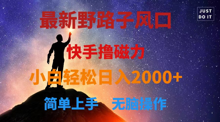 (10754期)最新风口!快手撸磁力,野路子,小白无脑操作日入2000+