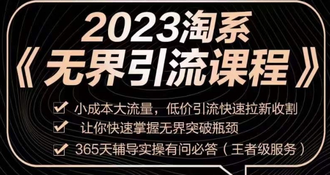 2023淘系无界引流实操课程,?小成本大流量,低价引流快速拉新收割,让你快速掌握无界突破瓶颈