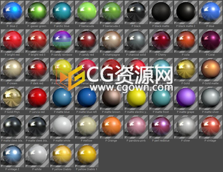 200种C4D车漆汽车材质预设+5组室内摄影棚环境场景预设Cinema 4D