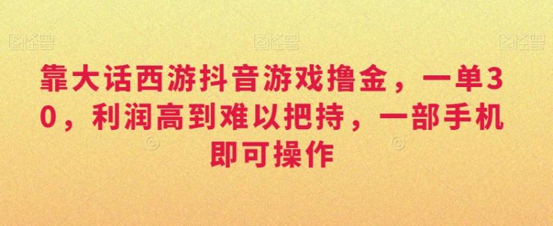 靠大话西游抖音游戏撸金,一单30,利润高到难以把持,一部手机即可操作,日入3000+【揭秘】
