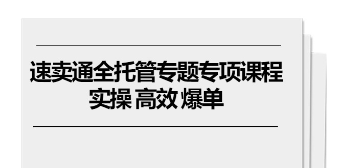 (10917期)速卖通 全托管专题专项课程,实操 高效 爆单(11节课)