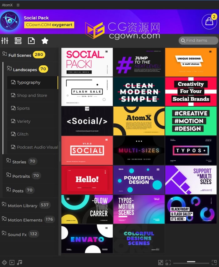 Social Pack AE脚本预设包1125组场景排版文字标题画面特效背景动画