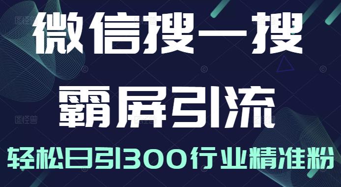 微信搜一搜霸屏引流课,打造被动精准引流系统,轻松日引300行业精准粉